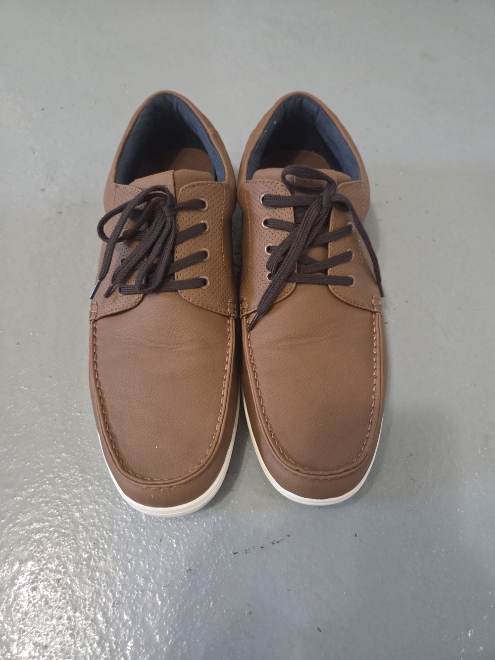 Aldo Tan Brown Leather Casual Lace-Up Loafers